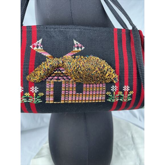 Vintage South American Embroidered Woven Tapestry Baguette Purse Shoulder Bag - Picture 2 of 9